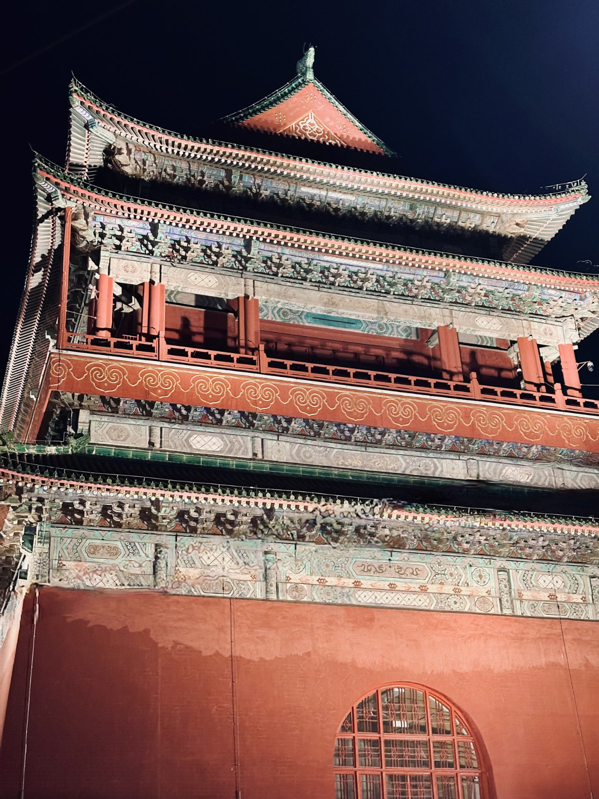 Toits traditionnels chinois, Tour du Tambour de Pékin, Pékin la nuit, Pékin, La Chine de nuit, Architecture traditionnelle