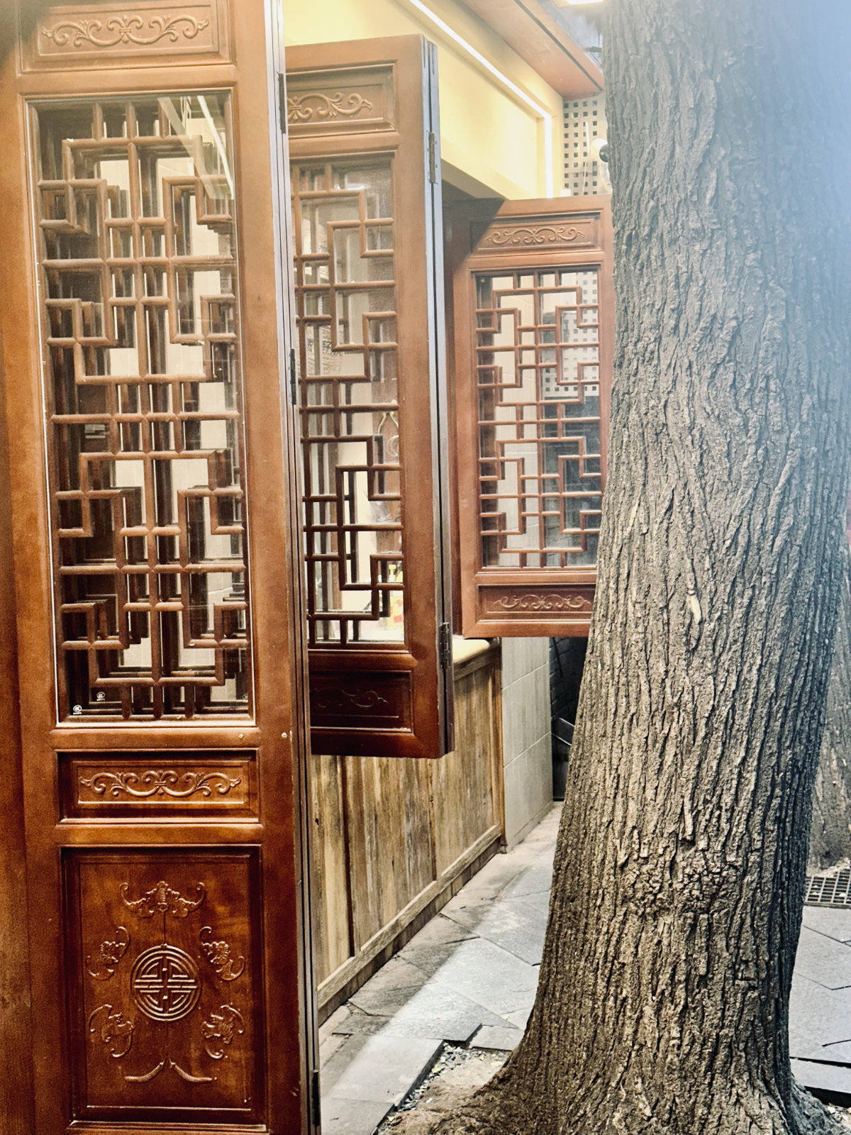 Maison traditionnelle en bois, Détail architectural, Pékin, Hutongs de Pékin