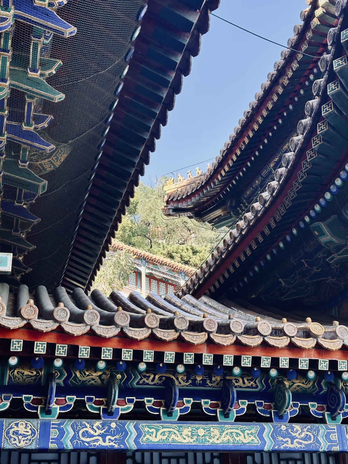 Toits traditionnels chinois, Palais d’Été de Pékin, Pékin, Détail architectural, Architecture traditionnelle