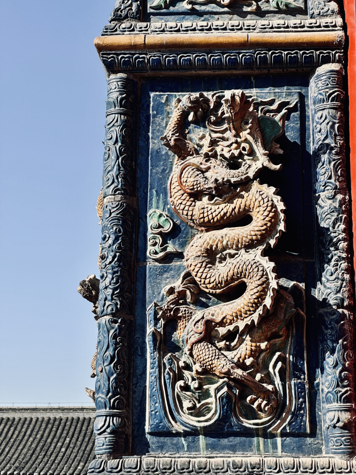 Shenyang, Dragon chinois, Détail architectural, Cité interdite de Shenyang